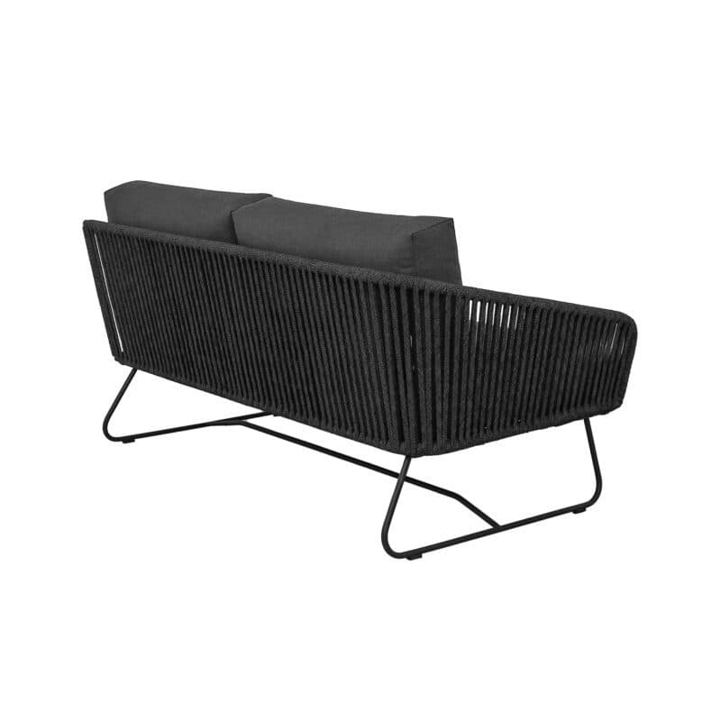 CASA DOMA "Ribera" 2-Sitzer Seitenteil links Rundform, Kufengestell Edelstahl anthrazit, Sitz Rope anthrazit (vertikal breit), Kissen Tuvatextil® Panama grafito