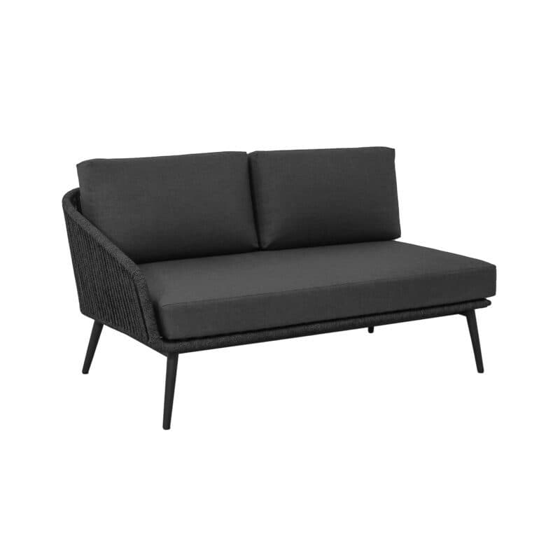 CASA DOMA "Ribera" 2-Sitzer Seitenteil links Rundform, Rundrohr-Beine Edelstahl anthrazit, Sitz Rope anthrazit (vertikal breit), Kissen Tuvatextil® Panama grafito