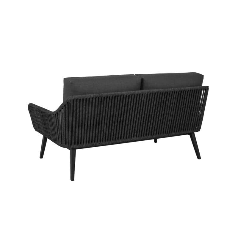 CASA DOMA "Ribera" 2-Sitzer Seitenteil rechts L-Form, Vierkant-Beine Edelstahl anthrazit, Sitz Rope anthrazit (vertikal breit), Kissen Tuvatextil® Panama grafito