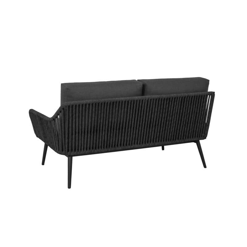 CASA DOMA "Ribera" 2-Sitzer Seitenteil rechts L-Form, Rundrohr-Beine Edelstahl anthrazit, Sitz Rope anthrazit (vertikal breit), Kissen Tuvatextil® Panama grafito