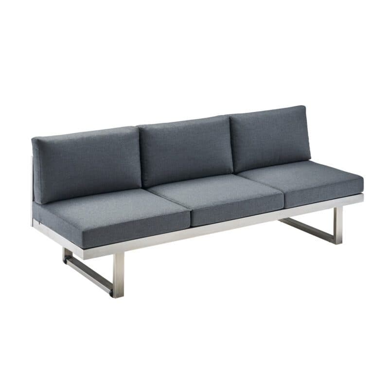 CASA DOMA "Aragona" Lounge 3-Sitzer mit Rückenlehne, Rope, Gestell Edelstahl, Sitzkissen Tuvatextil® Panama grafito
