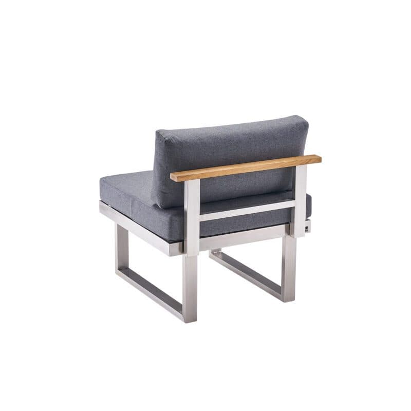 CASA DOMA "Aragona DINING" Lounge-Mittelteil, Edelstahl gebürstet, Teak, Polster Tuvatextil® Panama grafito