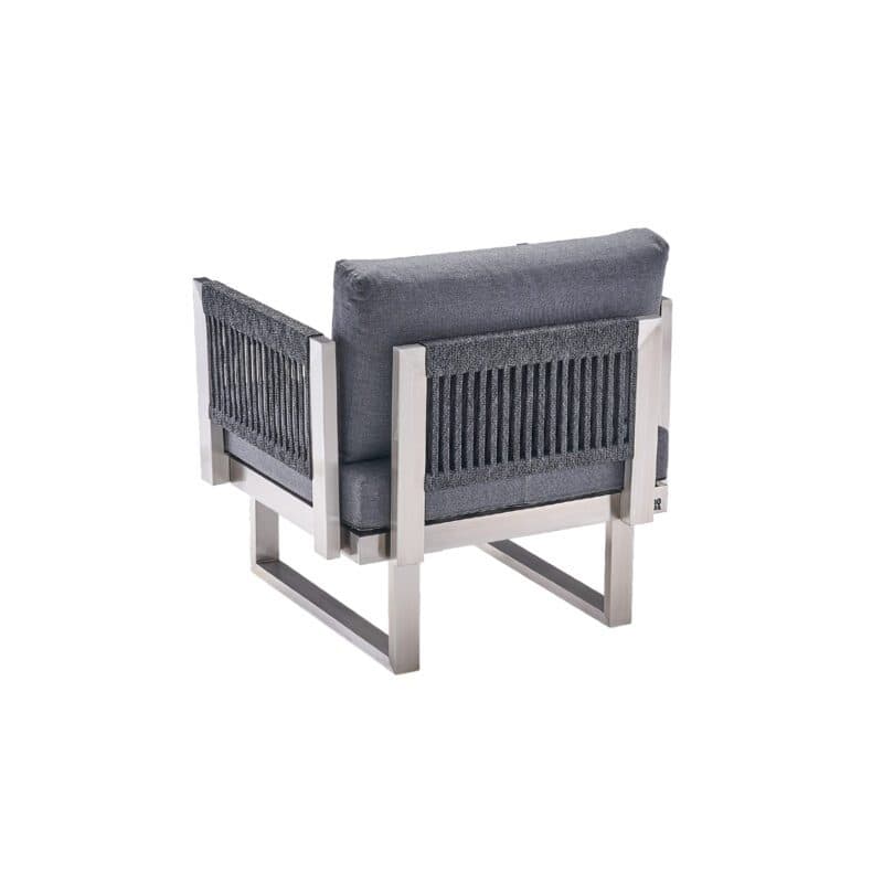 CASA DOMA "Aragona" 1-Sitzer Sessel, Edelstahl gebürstet, Rope anthrazit, Polster Tuvatextil® Panama grafito