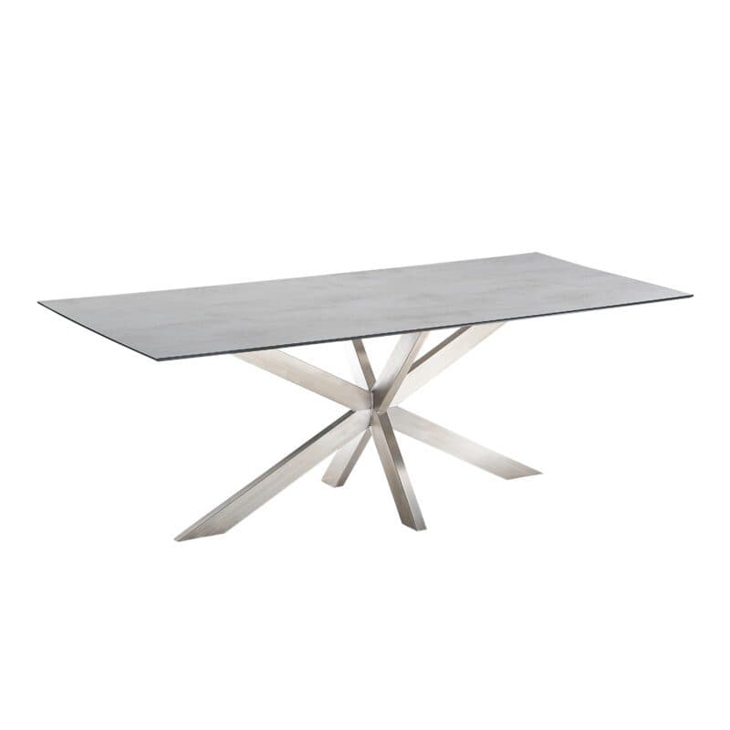 CASA DOMA "Alcamo" Gartentisch, Gestell Edelstahl gebürstet, Tischplatte HPL Chromix silber