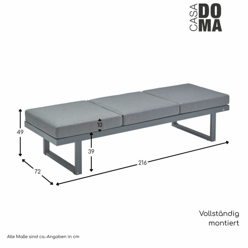 CASA DOMA "Aragona" DINING Lounge 3-Sitzer, Gestell Aluminium/Edelstahl, Maße in cm