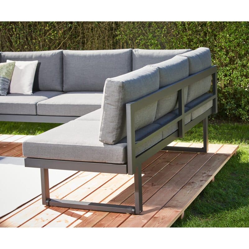 CASA DOMA "Aragona/Falerna" Loungeset 3-tlg., Sitzmöbel Aluminium anthrazit, Polster Tuvatextil® Panama grafito, Loungetisch Edelstahl anthrazit mit HPL-Tischplatte, Sitzhöhe 49 cm