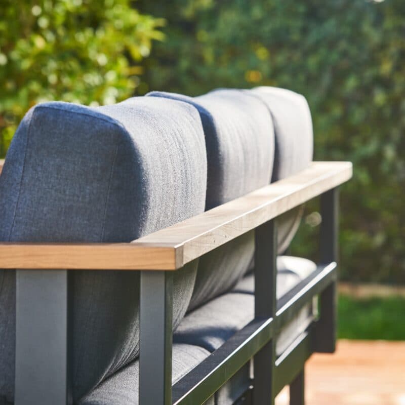 CASA DOMA "Aragona" Loungemodul, Gestell Aluminium anthrazit, Teakleiste an Arm- und Rückenlehne, Polster Tuvatextil® Panama grafito