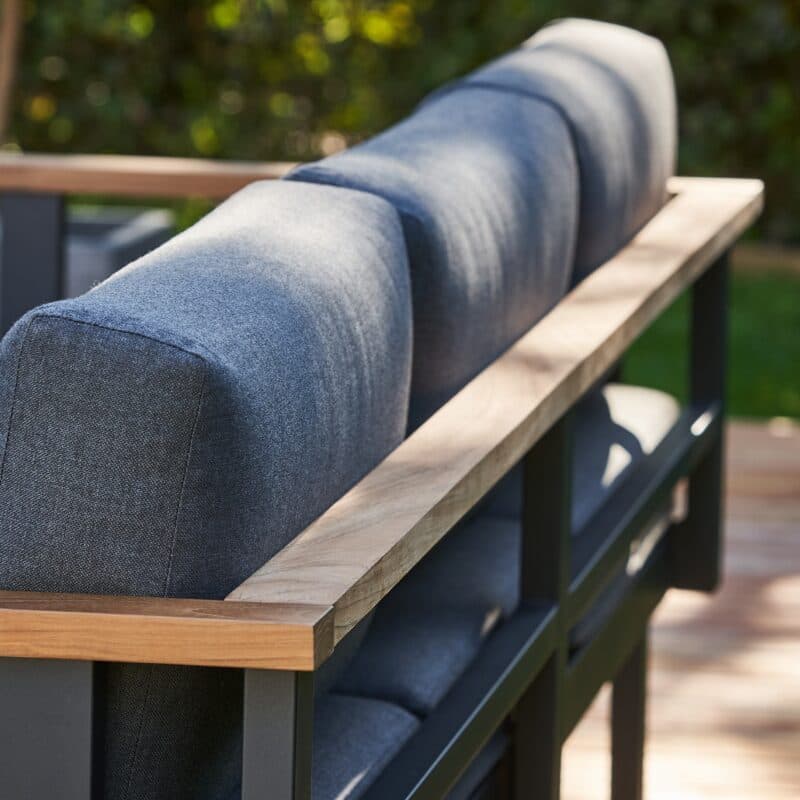 CASA DOMA "Aragona" Loungemodul, Gestell Aluminium anthrazit, Teakleiste an Arm- und Rückenlehne, Polster Tuvatextil® Panama grafito