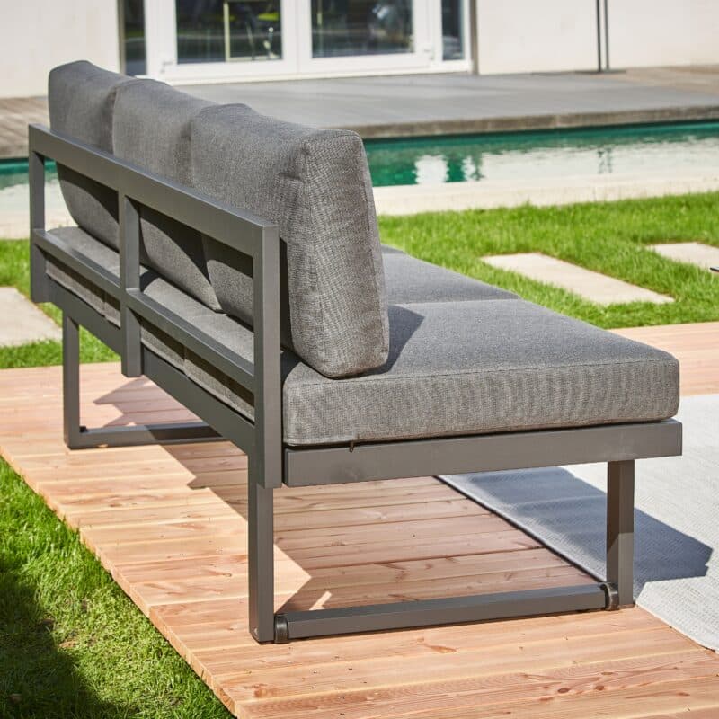 CASA DOMA "Aragona" Loungesofa, Gestell Aluminium anthrazit, Polster Tuvatextil® Panama grafito