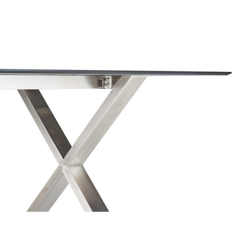 CASA DOMA "Falerna" Gartentisch, Gestell Edelstahl, Tischplatte HPL, Detail X-Gestell