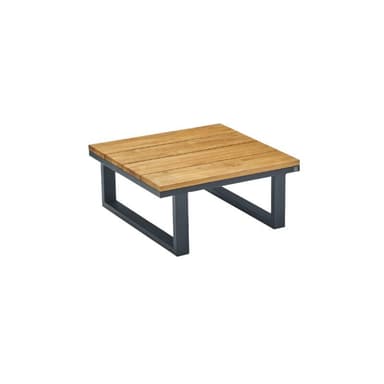 CASA DOMA "Aragona" Loungetisch 72x72cm, Höhe 33cm, Aluminium anthrazit, Tischplatte Teak