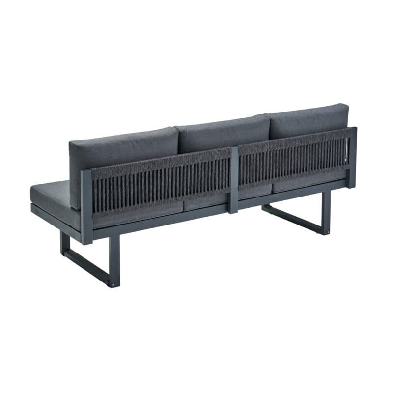 CASA DOMA "Aragona DINING" 3-Sitzer Loungesofa, Rope, Gestell Alu anthrazit, Polster Tuvatextil® Panama grafito
