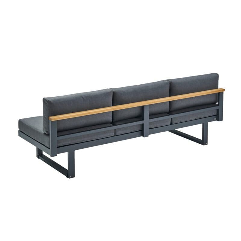 CASA DOMA "Aragona" 3-Sitzer, Gestell Aluminium anthrazit mit Teakleiste, Polster Tuvatextil® Panama grafito