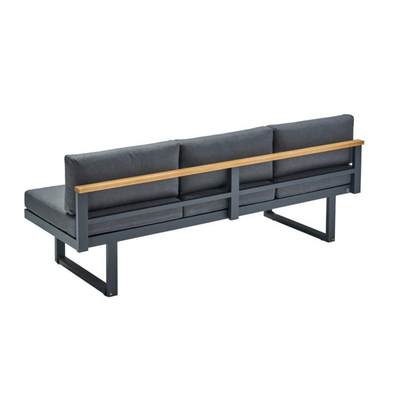 CASA DOMA "Aragona DINING" 3-Sitzer, Gestell Aluminium anthrazit mit Teakleiste, Polster Tuvatextil® Panama grafito