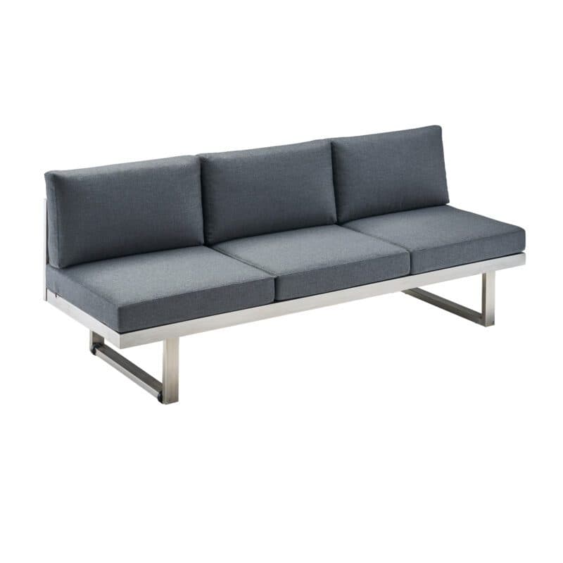 CASA DOMA "Aragona" Lounge 3-Sitzer mit Rückenlehne, Gestell Edelstahl, Polster Tuvatextil® Panama grafito