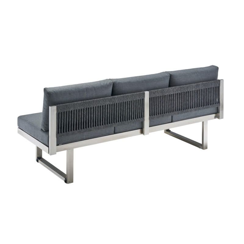 CASA DOMA "Aragona DINING" Lounge 3-Sitzer mit Rückenlehne, Rope, Gestell Edelstahl, Sitzkissen Tuvatextil® Panama grafito