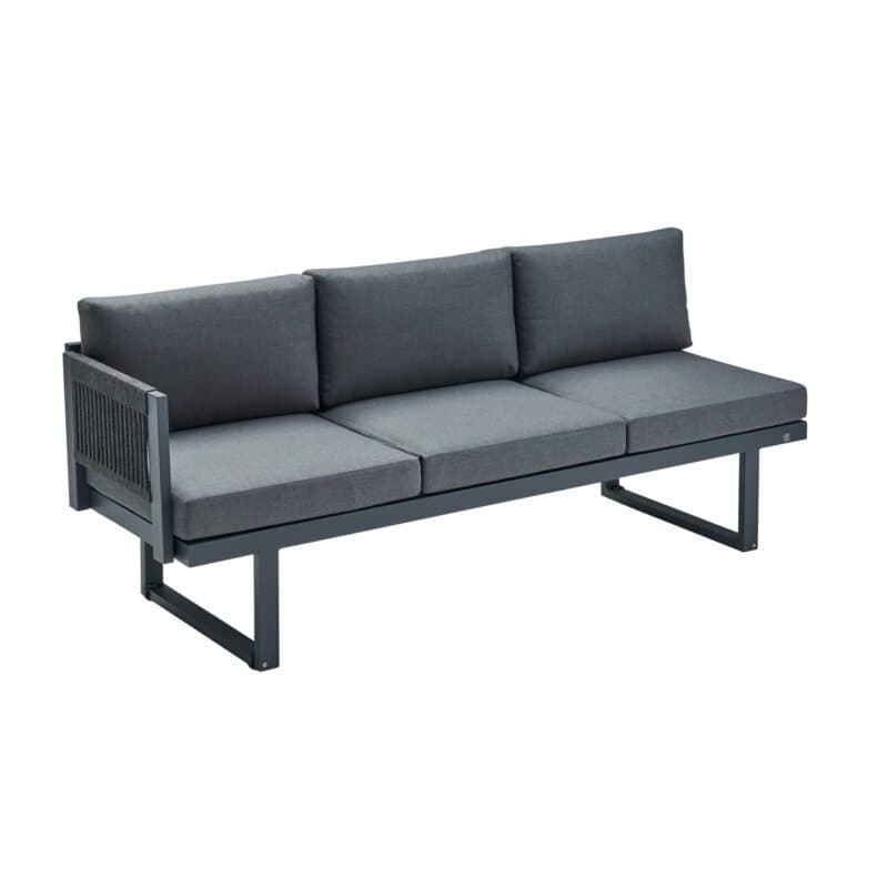 CASA DOMA "Aragona DINING" 3-Sitzer Seitenteil mit Armlehne links, Rope, Gestell Alu anthrazit, Polster Tuvatextil® Panama grafito