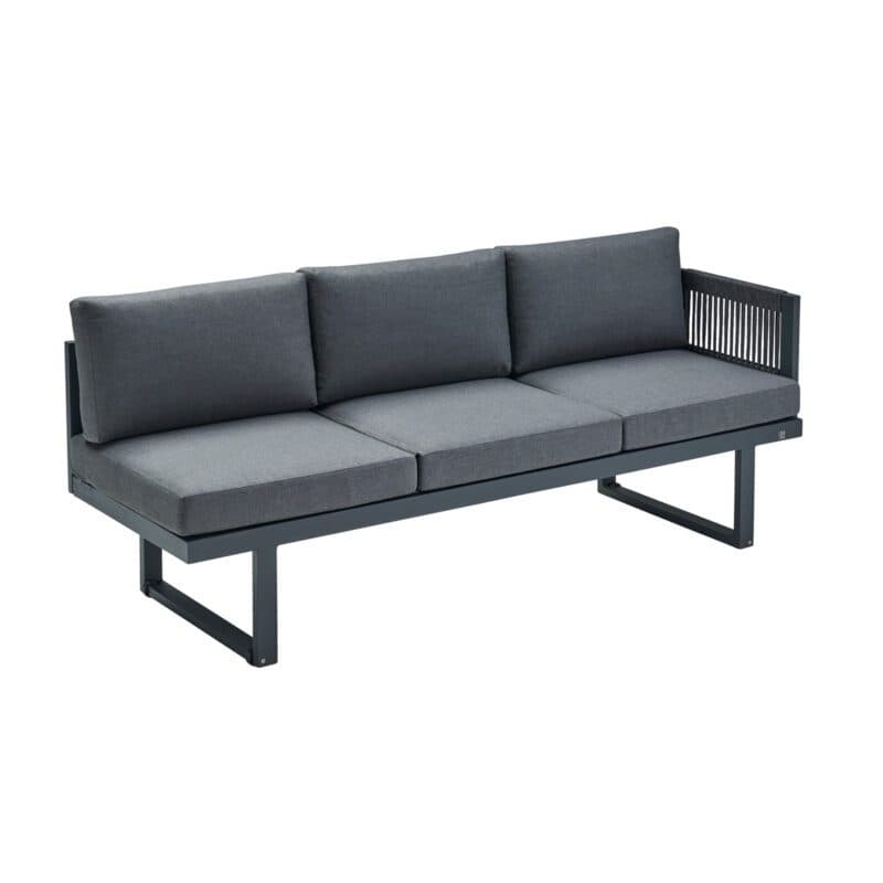 CASA DOMA "Aragona DINING" 3-Sitzer Seitenteil mit Armlehne rechts, Rope, Gestell Alu anthrazit, Polster Tuvatextil® Panama grafito