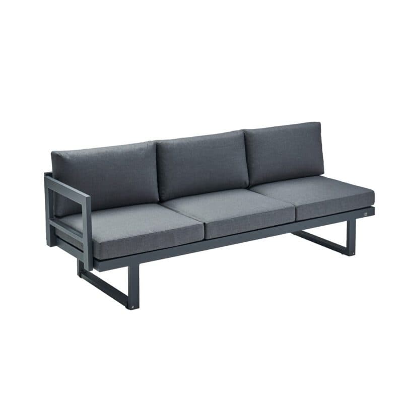 CASA DOMA "Aragona" 3-Sitzer Seitenteil mit Armlehne links, Gestell Alu anthrazit, Polster Tuvatextil® Panama grafito