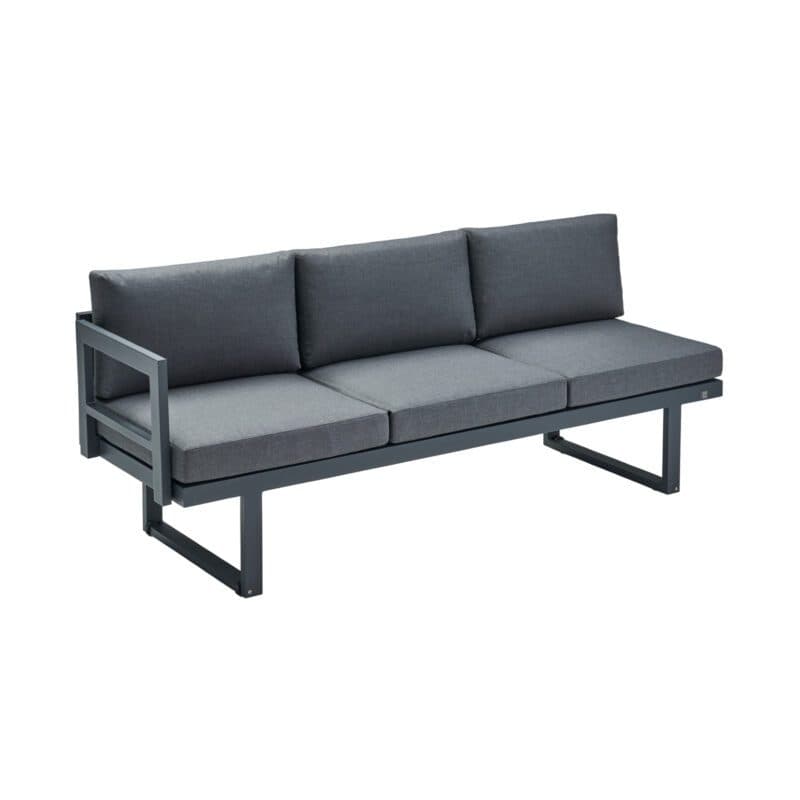 CASA DOMA "Aragona DINING" 3-Sitzer Seitenteil mit Armlehne links, Gestell Alu anthrazit, Polster Tuvatextil® Panama grafito