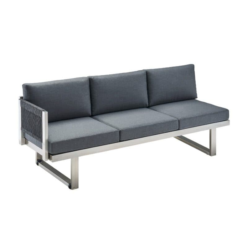 CASA DOMA "Aragona" 3-Sitzer Seitenteil mit Armlehne links, Rope, Gestell Edelstahl, Polster Tuvatextil® Panama grafito