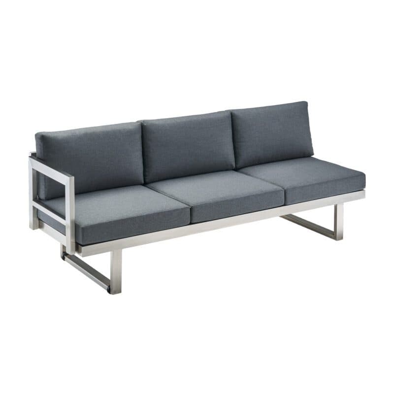 CASA DOMA "Aragona" 3-Sitzer Seitenteil mit Armlehne links, Gestell Edelstahl, Polster Tuvatextil® Panama grafito