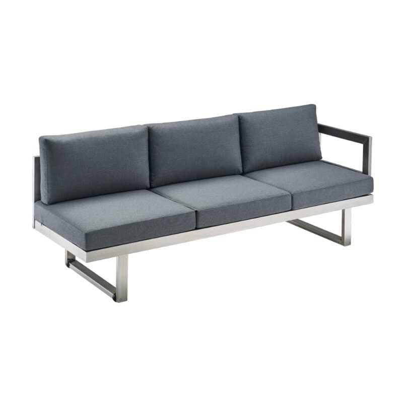 CASA DOMA "Aragona" 3-Sitzer Seitenteil mit Armlehne rechts, Gestell Edelstahl, Polster Tuvatextil® Panama grafito