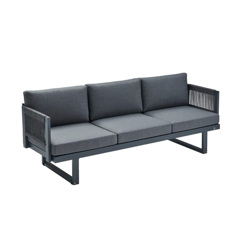 CASA DOMA "Aragona" 3-Sitzer Loungesofa, Rope, Gestell Alu anthrazit, Polster Tuvatextil® Panama grafito