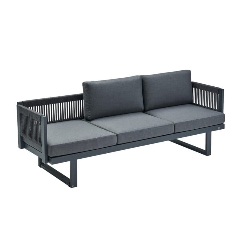 CASA DOMA "Aragona" 3-Sitzer Loungesofa, Rope, Gestell Alu anthrazit, Polster Tuvatextil® Panama grafito