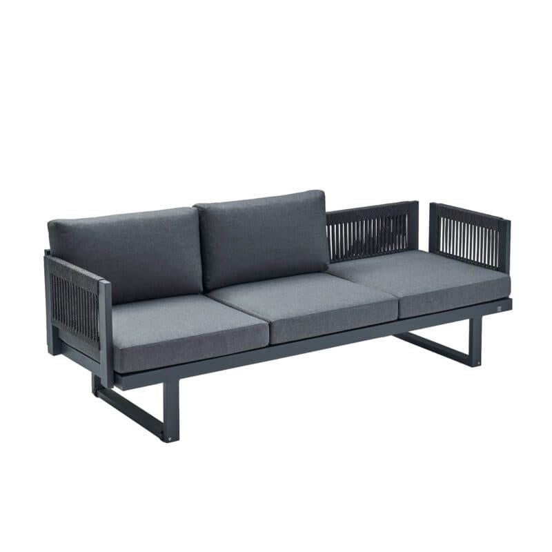 CASA DOMA "Aragona" 3-Sitzer Loungesofa, Rope, Gestell Alu anthrazit, Polster Tuvatextil® Panama grafito