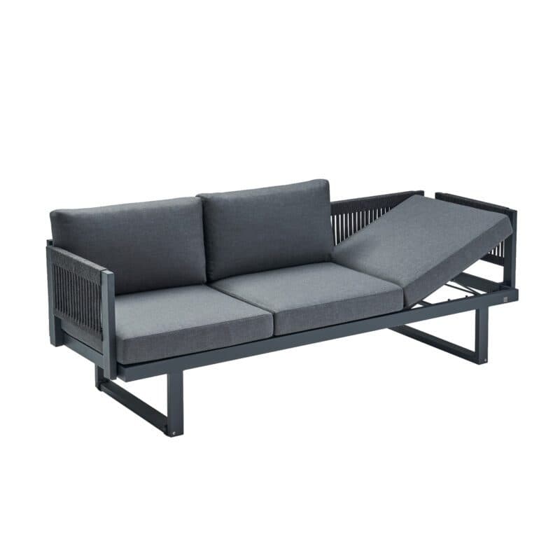 CASA DOMA "Aragona" 3-Sitzer Loungesofa, Rope, Gestell Alu anthrazit, Polster Tuvatextil® Panama grafito