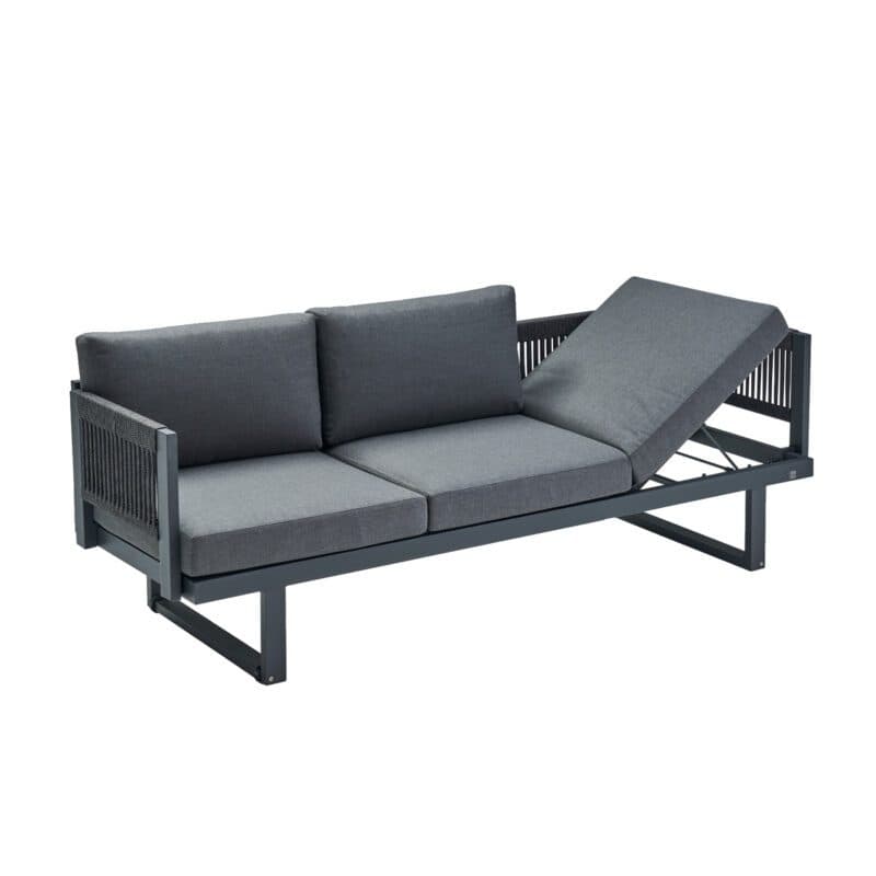 CASA DOMA "Aragona" 3-Sitzer Loungesofa, Rope, Gestell Alu anthrazit, Polster Tuvatextil® Panama grafito