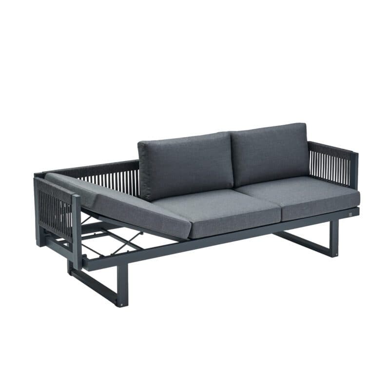 CASA DOMA "Aragona" 3-Sitzer Loungesofa, Rope, Gestell Alu anthrazit, Polster Tuvatextil® Panama grafito