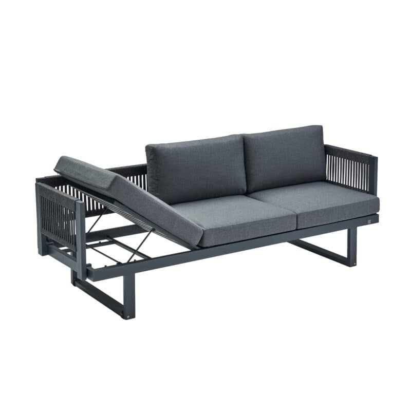 CASA DOMA "Aragona" 3-Sitzer Loungesofa, Rope, Gestell Alu anthrazit, Polster Tuvatextil® Panama grafito