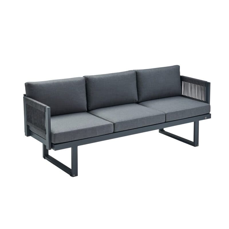 CASA DOMA "Aragona DINING" 3-Sitzer Loungesofa, Rope, Gestell Alu anthrazit, Polster Tuvatextil® Panama grafito