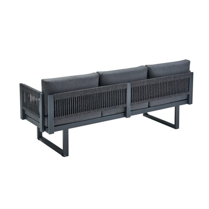 CASA DOMA "Aragona DINING" 3-Sitzer Loungesofa, Rope, Gestell Alu anthrazit, Polster Tuvatextil® Panama grafito