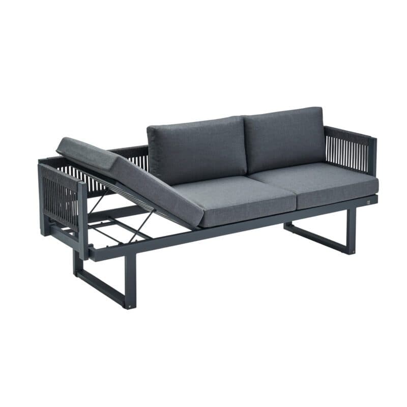 CASA DOMA "Aragona DINING" 3-Sitzer Loungesofa, Rope, Gestell Alu anthrazit, Polster Tuvatextil® Panama grafito