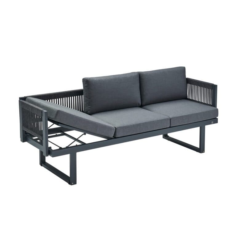 CASA DOMA "Aragona DINING" 3-Sitzer Loungesofa, Rope, Gestell Alu anthrazit, Polster Tuvatextil® Panama grafito