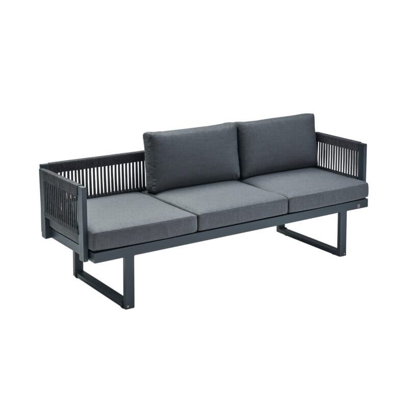 CASA DOMA "Aragona DINING" 3-Sitzer Loungesofa, Rope, Gestell Alu anthrazit, Polster Tuvatextil® Panama grafito