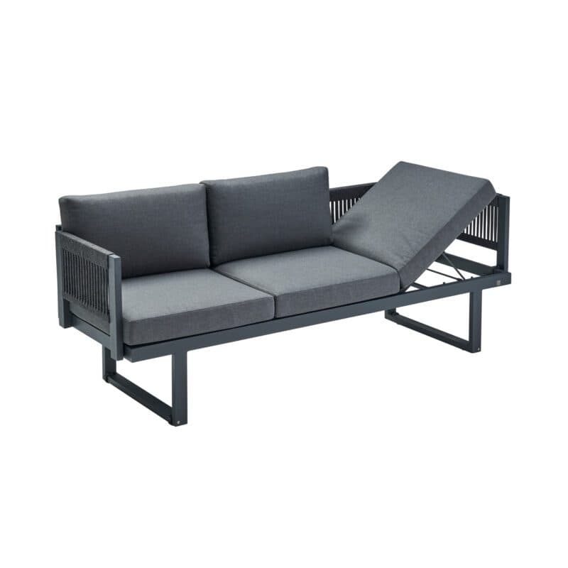 CASA DOMA "Aragona DINING" 3-Sitzer Loungesofa, Rope, Gestell Alu anthrazit, Polster Tuvatextil® Panama grafito