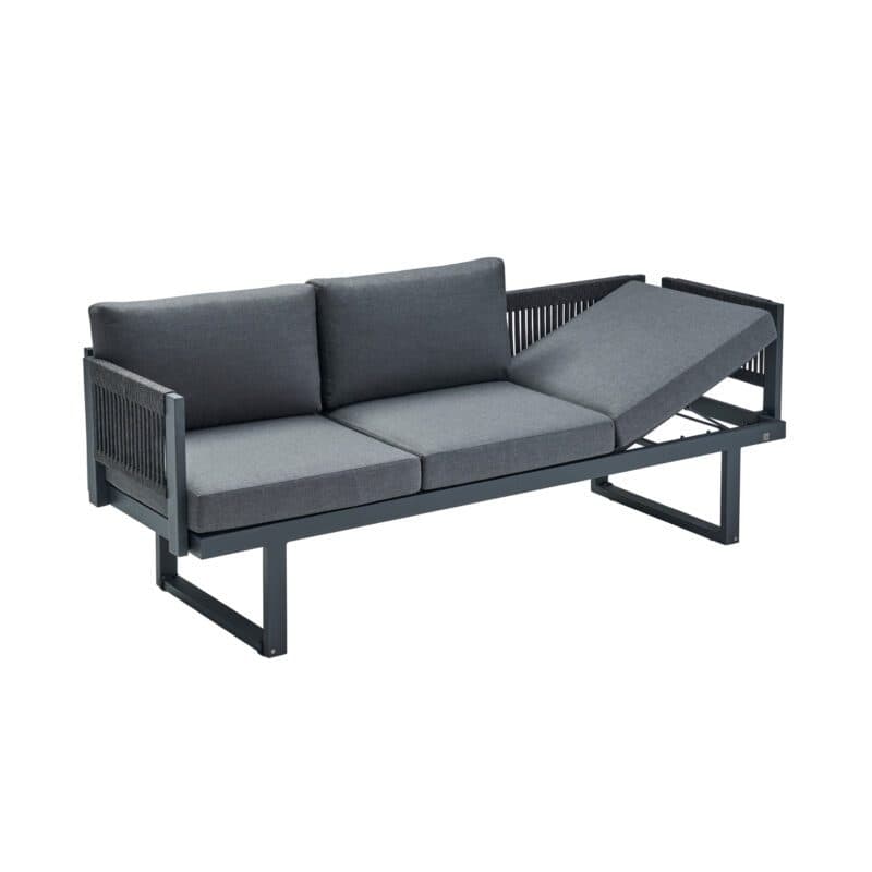 CASA DOMA "Aragona DINING" 3-Sitzer Loungesofa, Rope, Gestell Alu anthrazit, Polster Tuvatextil® Panama grafito