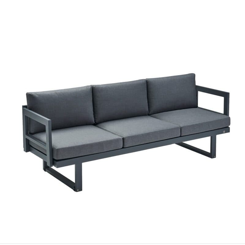 CASA DOMA "Aragona" 3-Sitzer Loungesofa, Gestell Alu anthrazit, Polster Tuvatextil® Panama grafito