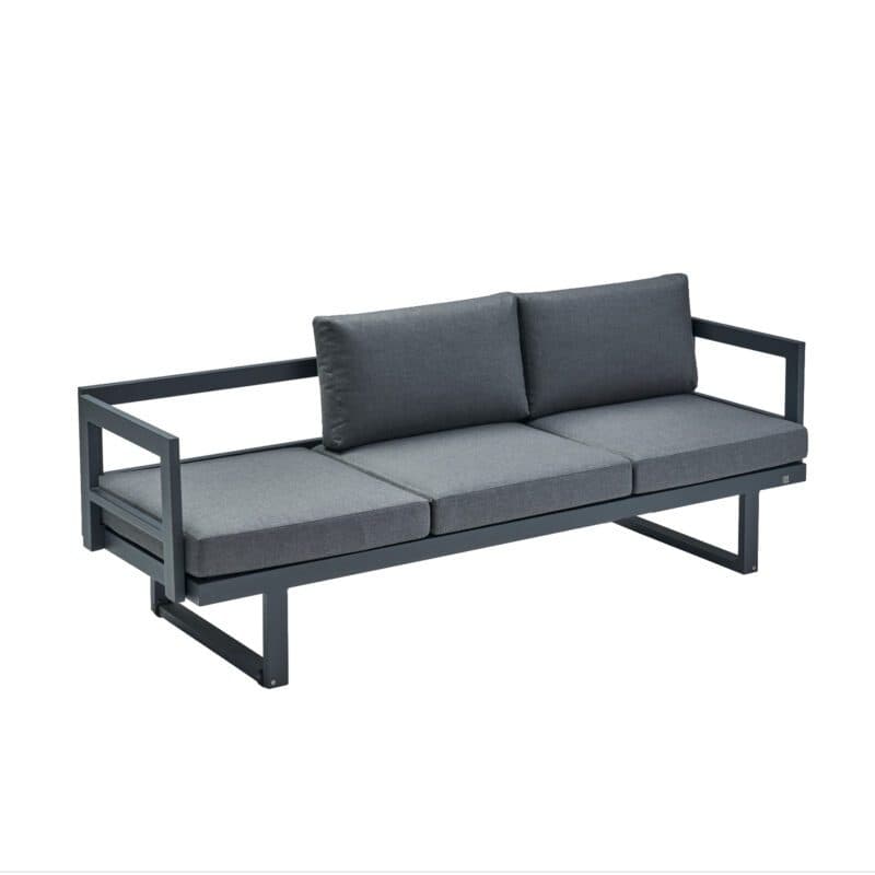 CASA DOMA "Aragona" 3-Sitzer Loungesofa, Gestell Alu anthrazit, Polster Tuvatextil® Panama grafito