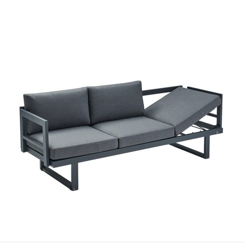 CASA DOMA "Aragona" 3-Sitzer Loungesofa, Gestell Alu anthrazit, Polster Tuvatextil® Panama grafito