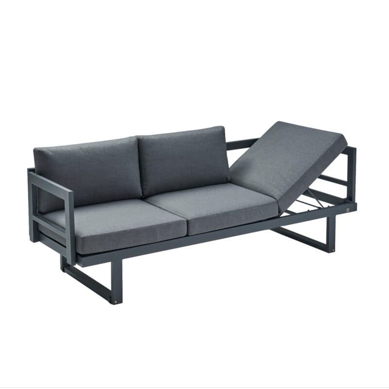 CASA DOMA "Aragona" 3-Sitzer Loungesofa, Gestell Alu anthrazit, Polster Tuvatextil® Panama grafito