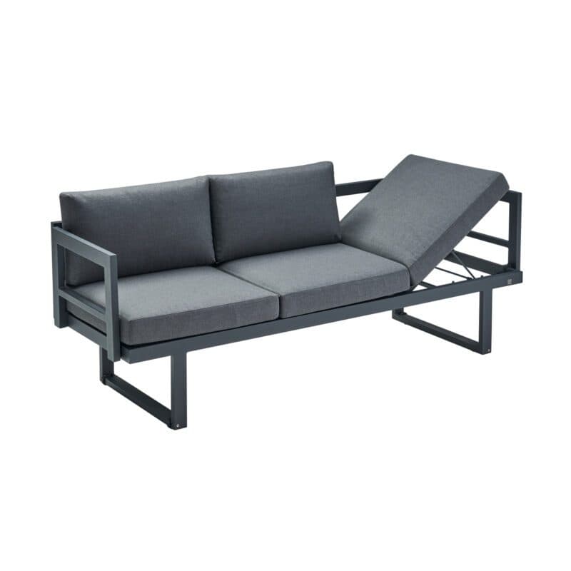 CASA DOMA "Aragona DINING" 3-Sitzer Loungesofa, Gestell Alu anthrazit, Polster Tuvatextil® Panama grafito