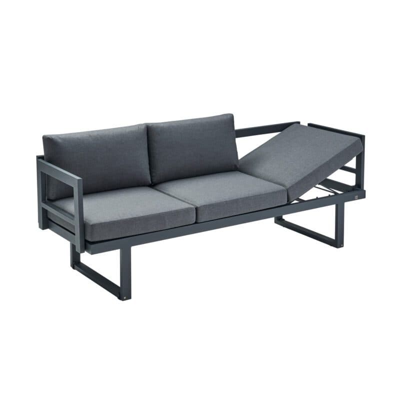 CASA DOMA "Aragona DINING" 3-Sitzer Loungesofa, Gestell Alu anthrazit, Polster Tuvatextil® Panama grafito