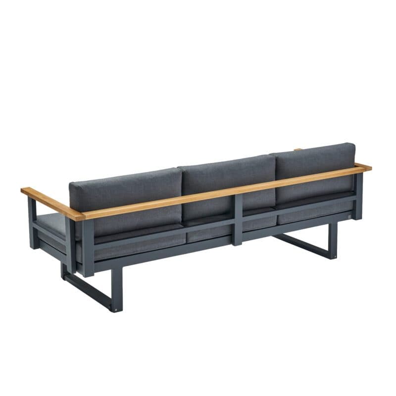CASA DOMA "Aragona" 3-Sitzer Loungesofa, Teak, Gestell Alu anthrazit, Polster Tuvatextil® Panama grafito