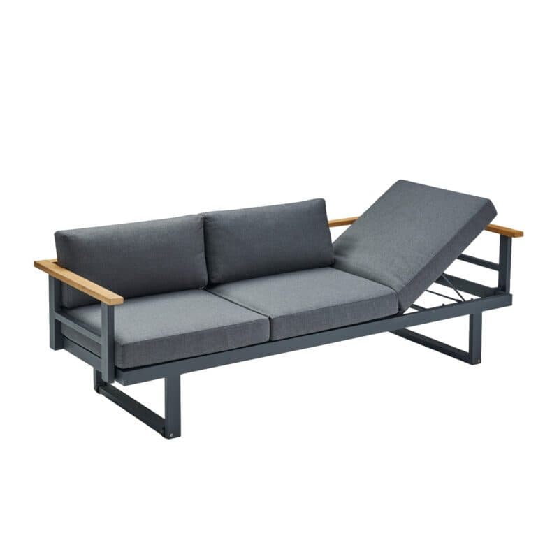 CASA DOMA "Aragona" 3-Sitzer Loungesofa, Teak, Gestell Alu anthrazit, Polster Tuvatextil® Panama grafito