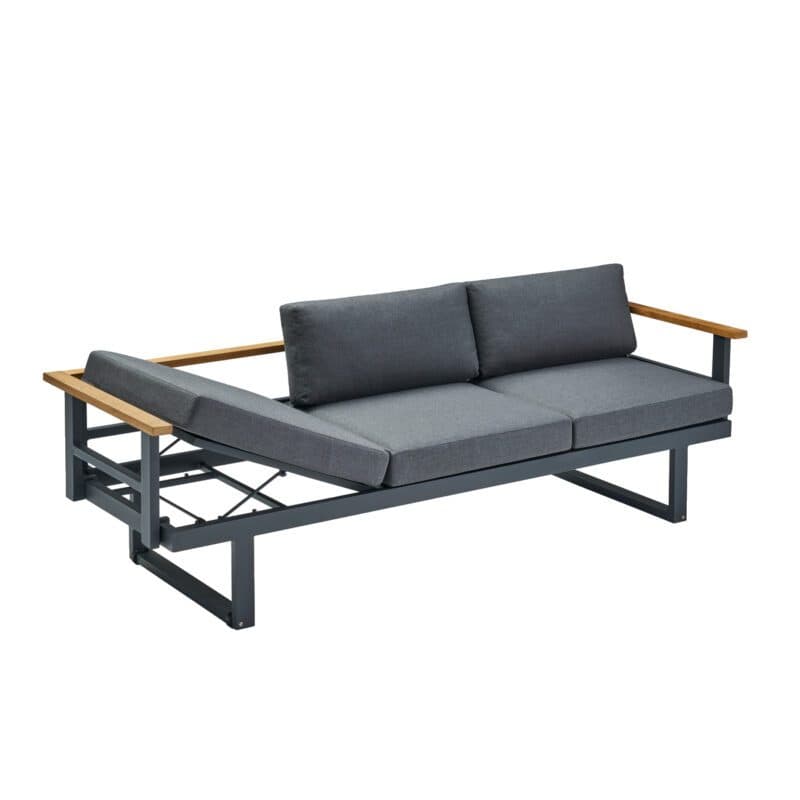 CASA DOMA "Aragona" 3-Sitzer Loungesofa, Teak, Gestell Alu anthrazit, Polster Tuvatextil® Panama grafito